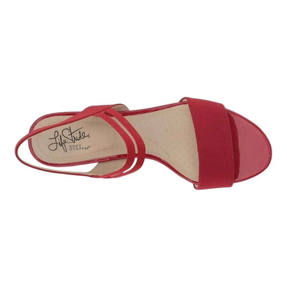 Life Stride Soft System Yolo Wedge Sandals Red, Size 7.5 - Picture 7 of 9
